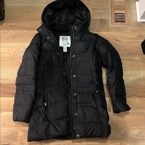Black Hooded Puffer Coat